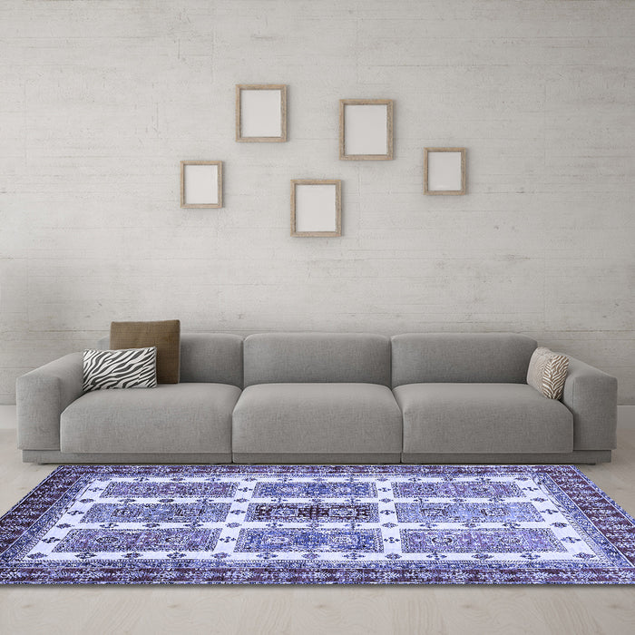 Machine Washable Abstract Blue Modern Rug in a Living Room, wshabs373blu