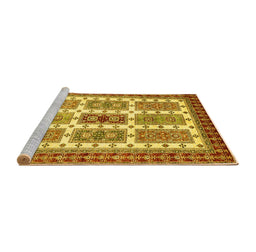 Sideview of Machine Washable Abstract Yellow Modern Rug, wshabs373yw