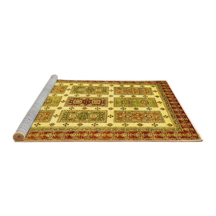 Sideview of Machine Washable Abstract Yellow Modern Rug, wshabs373yw