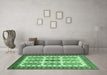 Machine Washable Abstract Emerald Green Modern Area Rugs in a Living Room,, wshabs373emgrn