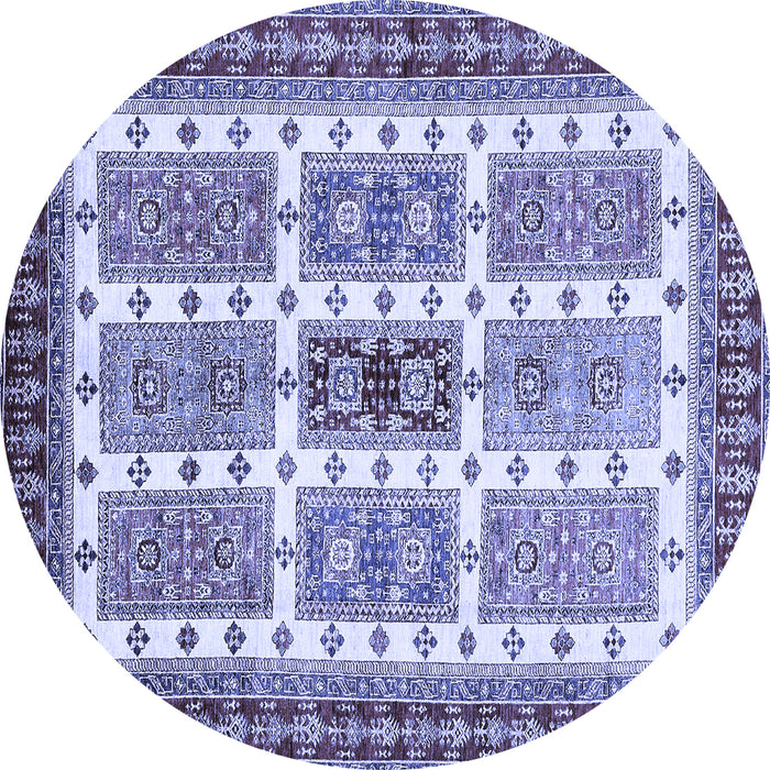 Round Abstract Blue Modern Rug, abs373blu