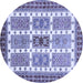 Round Abstract Blue Modern Rug, abs373blu