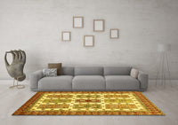 Machine Washable Abstract Yellow Modern Rug, wshabs373yw