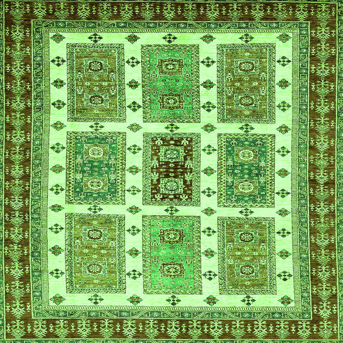 Square Abstract Green Modern Rug, abs373grn