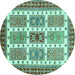 Round Abstract Turquoise Modern Rug, abs373turq