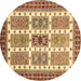 Round Abstract Brown Modern Rug, abs373brn