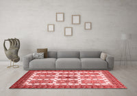 Machine Washable Abstract Red Modern Rug, wshabs373red