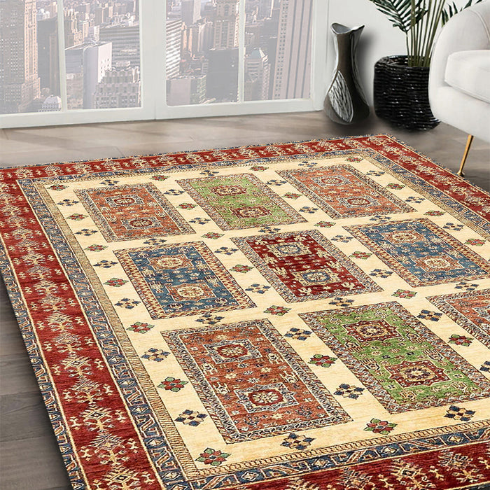 Machine Washable Abstract Fire Brick Red Rug in a Family Room, wshabs373