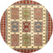 Round Machine Washable Abstract Fire Brick Red Rug, wshabs373