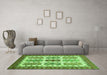 Machine Washable Abstract Green Modern Area Rugs in a Living Room,, wshabs373grn