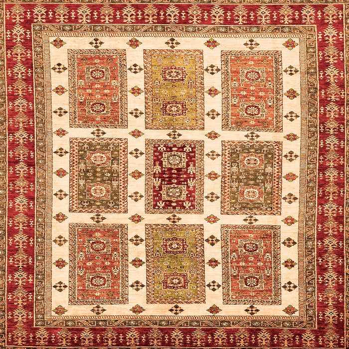 Square Machine Washable Abstract Orange Modern Area Rugs, wshabs373org