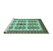 Sideview of Machine Washable Abstract Turquoise Modern Area Rugs, wshabs373turq