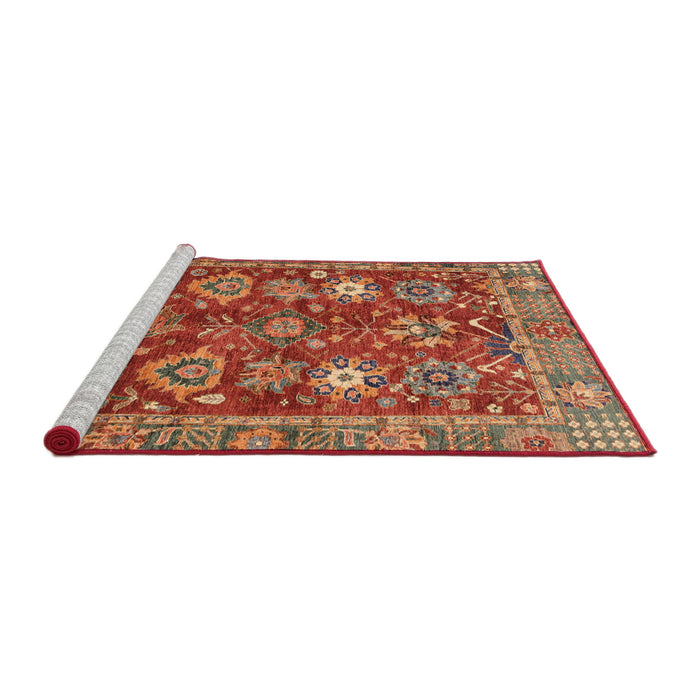 Sideview of Machine Washable Abstract Red Rug, wshabs3740