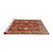 Sideview of Machine Washable Abstract Red Rug, wshabs3740