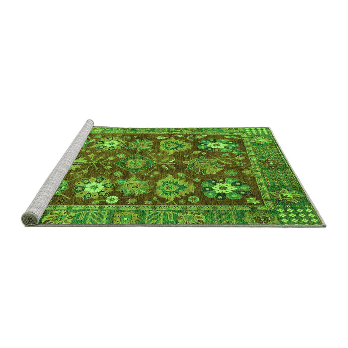 Sideview of Machine Washable Oriental Green Traditional Area Rugs, wshabs3740grn