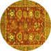 Round Oriental Yellow Traditional Rug, abs3740yw