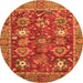 Round Oriental Orange Traditional Rug, abs3740org