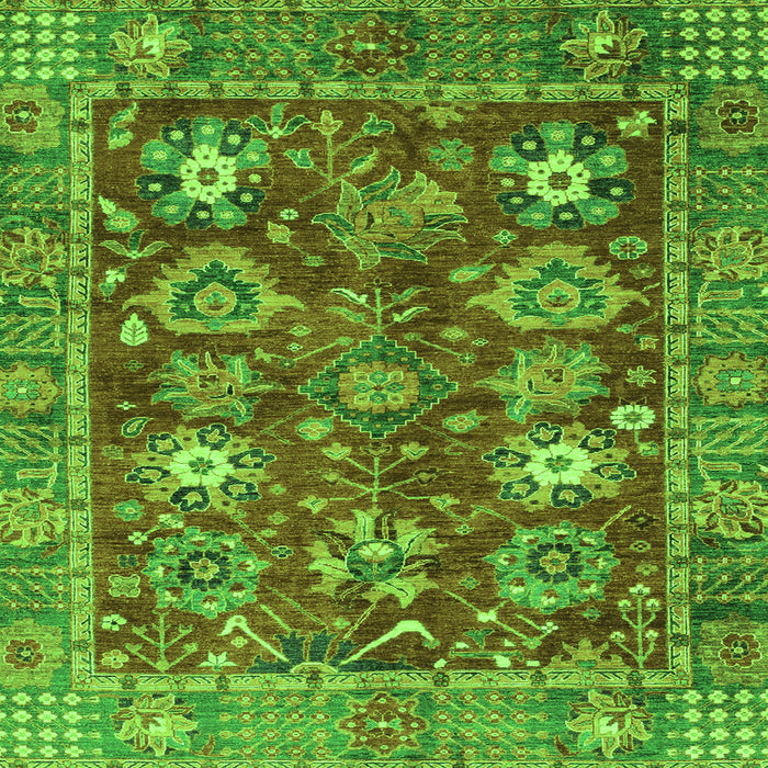 Square Machine Washable Oriental Green Traditional Area Rugs, wshabs3740grn
