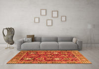 Machine Washable Oriental Orange Traditional Rug, wshabs3740org