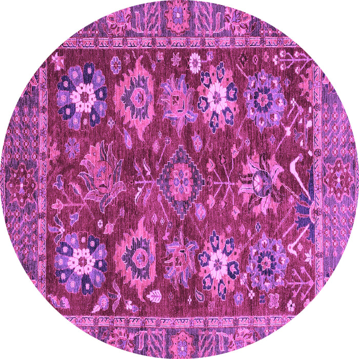 Round Machine Washable Oriental Purple Traditional Area Rugs, wshabs3740pur