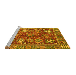 Sideview of Machine Washable Oriental Yellow Traditional Rug, wshabs3740yw