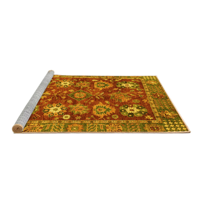 Sideview of Machine Washable Oriental Yellow Traditional Rug, wshabs3740yw