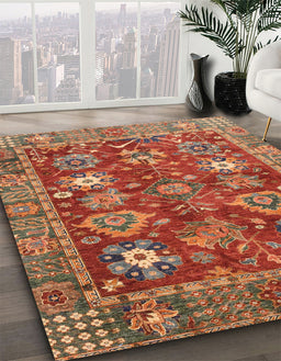 Abstract Red Oriental Rug in Family Room, abs3740
