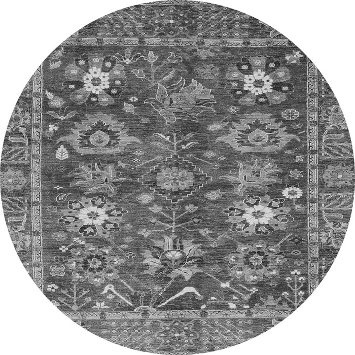 Round Oriental Gray Traditional Rug, abs3740gry