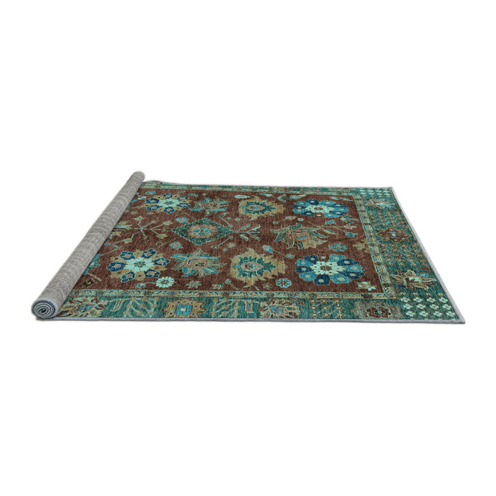 Sideview of Machine Washable Oriental Light Blue Traditional Rug, wshabs3740lblu
