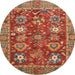 Round Abstract Red Oriental Rug, abs3740