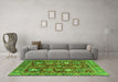 Machine Washable Oriental Green Traditional Area Rugs in a Living Room,, wshabs3740grn