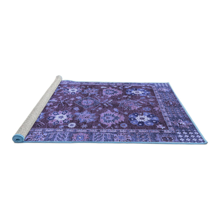 Sideview of Machine Washable Oriental Blue Traditional Rug, wshabs3740blu