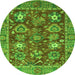 Round Machine Washable Oriental Green Traditional Area Rugs, wshabs3740grn