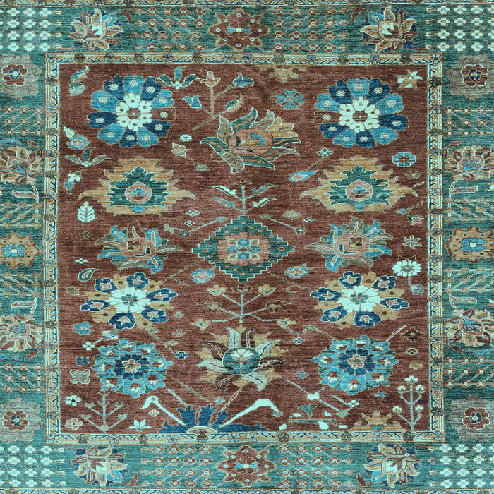 Square Oriental Light Blue Traditional Rug, abs3740lblu
