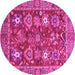 Round Machine Washable Oriental Pink Traditional Rug, wshabs3740pnk