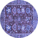 Round Oriental Blue Traditional Rug, abs3740blu