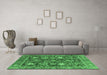 Machine Washable Oriental Emerald Green Traditional Area Rugs in a Living Room,, wshabs3740emgrn