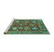 Sideview of Machine Washable Oriental Turquoise Traditional Area Rugs, wshabs3740turq