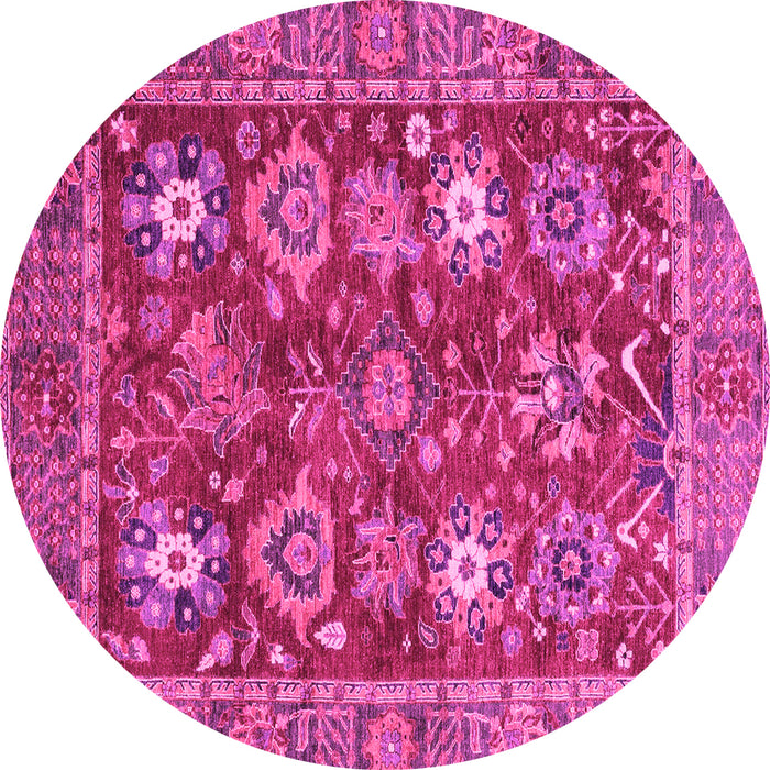 Round Oriental Pink Traditional Rug, abs3740pnk