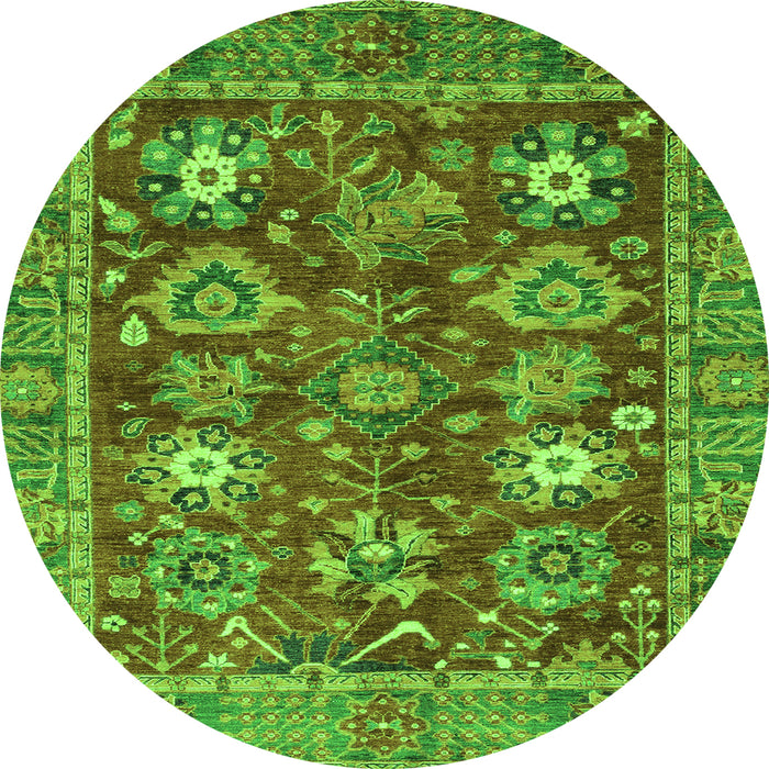 Round Oriental Green Traditional Rug, abs3740grn