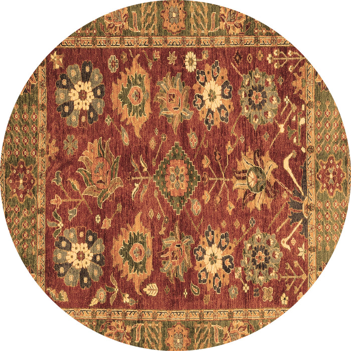 Round Machine Washable Oriental Brown Traditional Rug, wshabs3740brn