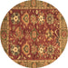 Round Machine Washable Oriental Brown Traditional Rug, wshabs3740brn