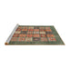 Sideview of Machine Washable Abstract Saddle Brown Rug, wshabs3741