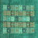 Square Machine Washable Abstract Turquoise Modern Area Rugs, wshabs3741turq