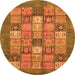 Round Abstract Orange Modern Rug, abs3741org