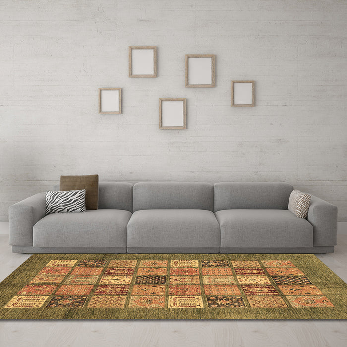 Machine Washable Abstract Brown Modern Rug in a Living Room,, wshabs3741brn