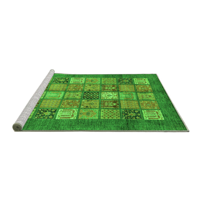 Sideview of Machine Washable Abstract Green Modern Area Rugs, wshabs3741grn