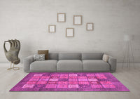 Machine Washable Abstract Pink Modern Rug, wshabs3741pnk