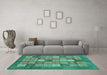 Machine Washable Abstract Turquoise Modern Area Rugs in a Living Room,, wshabs3741turq