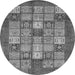 Round Abstract Gray Modern Rug, abs3741gry